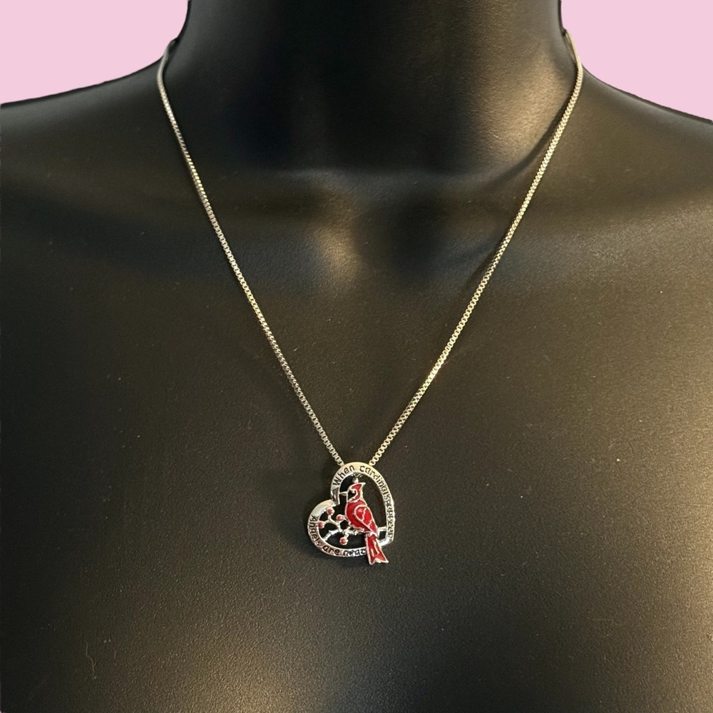 Palm Beach silver tone Cardinal pendant necklace